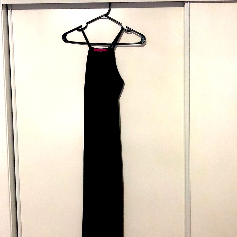 Slinky, long black dress